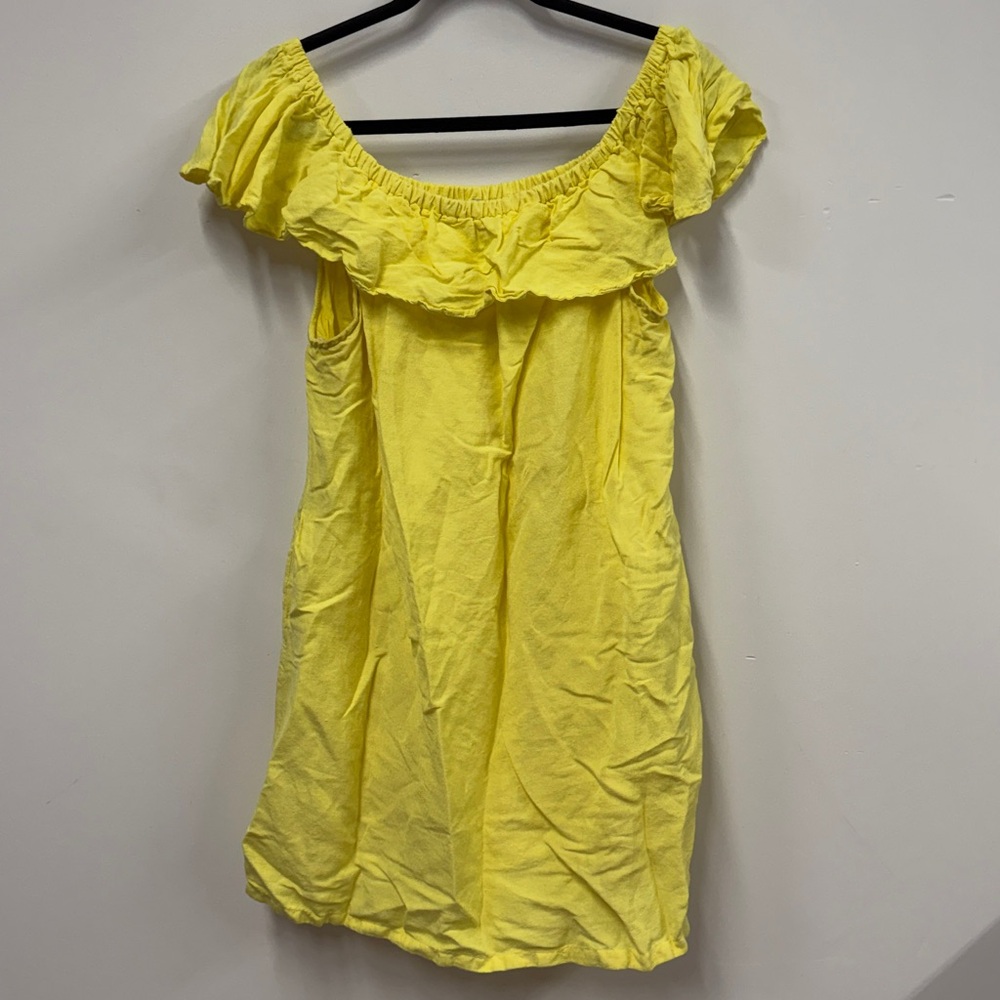 Tommy Bahama Linen-Blend Off-The-Shoulder Yellow Dress L - Picture 2 of 6